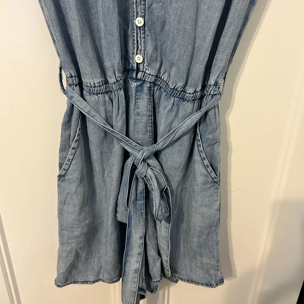 AQUA  Blue Button-Down Romper - Image 7