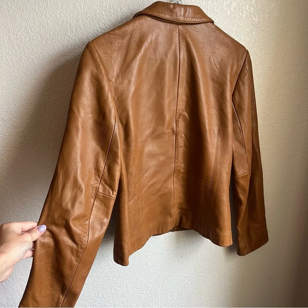 Ann Taylor  Camel Color Leather Jacket - Image 6