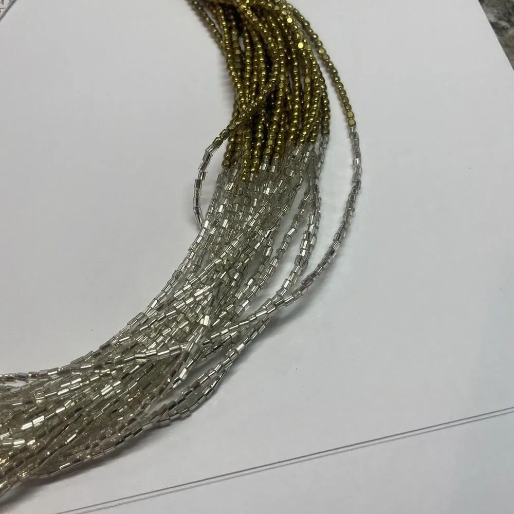 NWT Statement Costume Beaded Necklace Bead Clear / Gold Tone Signed Tasha - Image 4