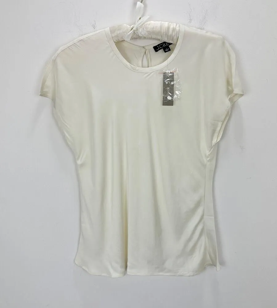 J.Crew Drapey Tee Shirt Top Blouse Viscose Ivory Classic Neutral Small NWT - Image 3