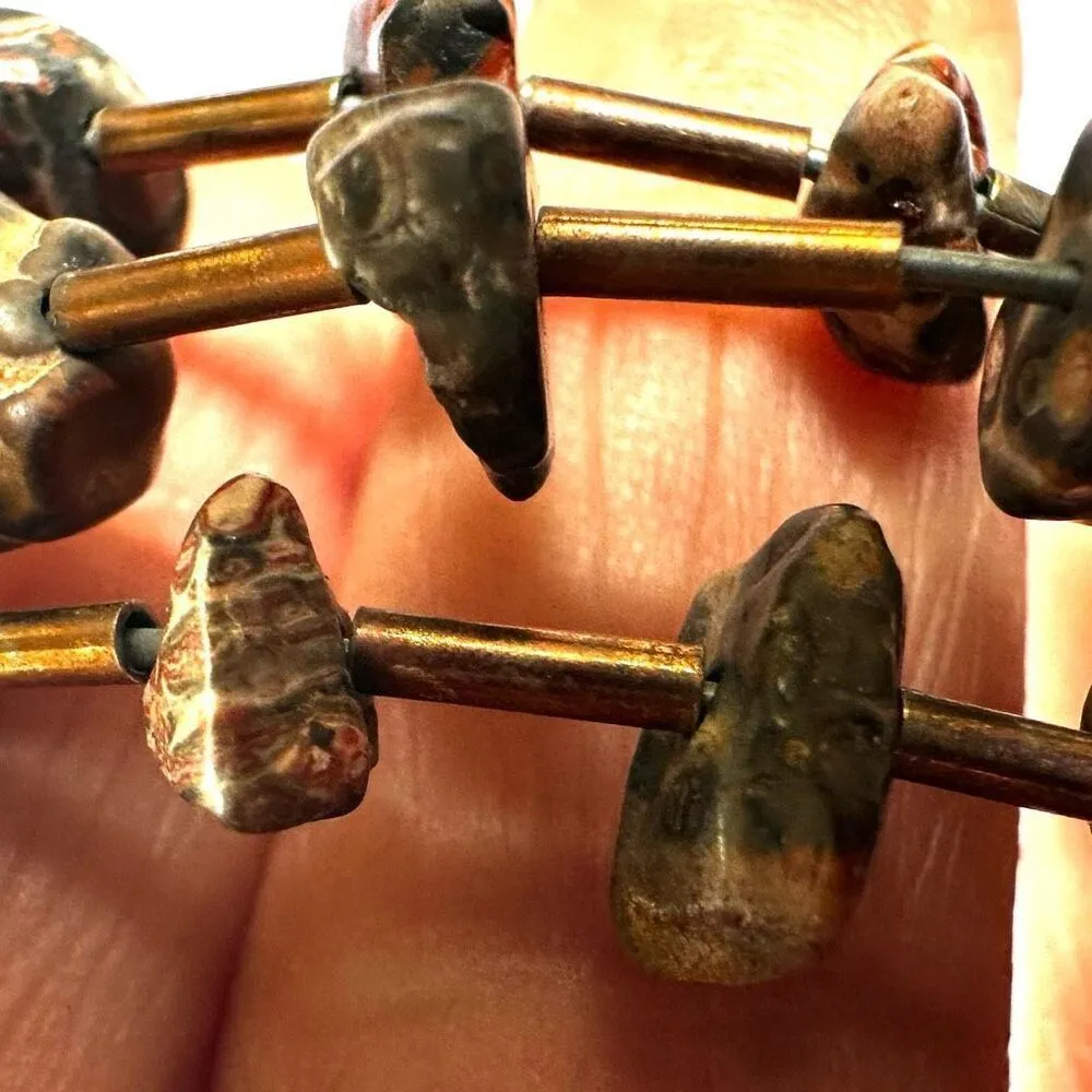 Leopard skin Jasper wrap around leaf charm bracelet - Image 7