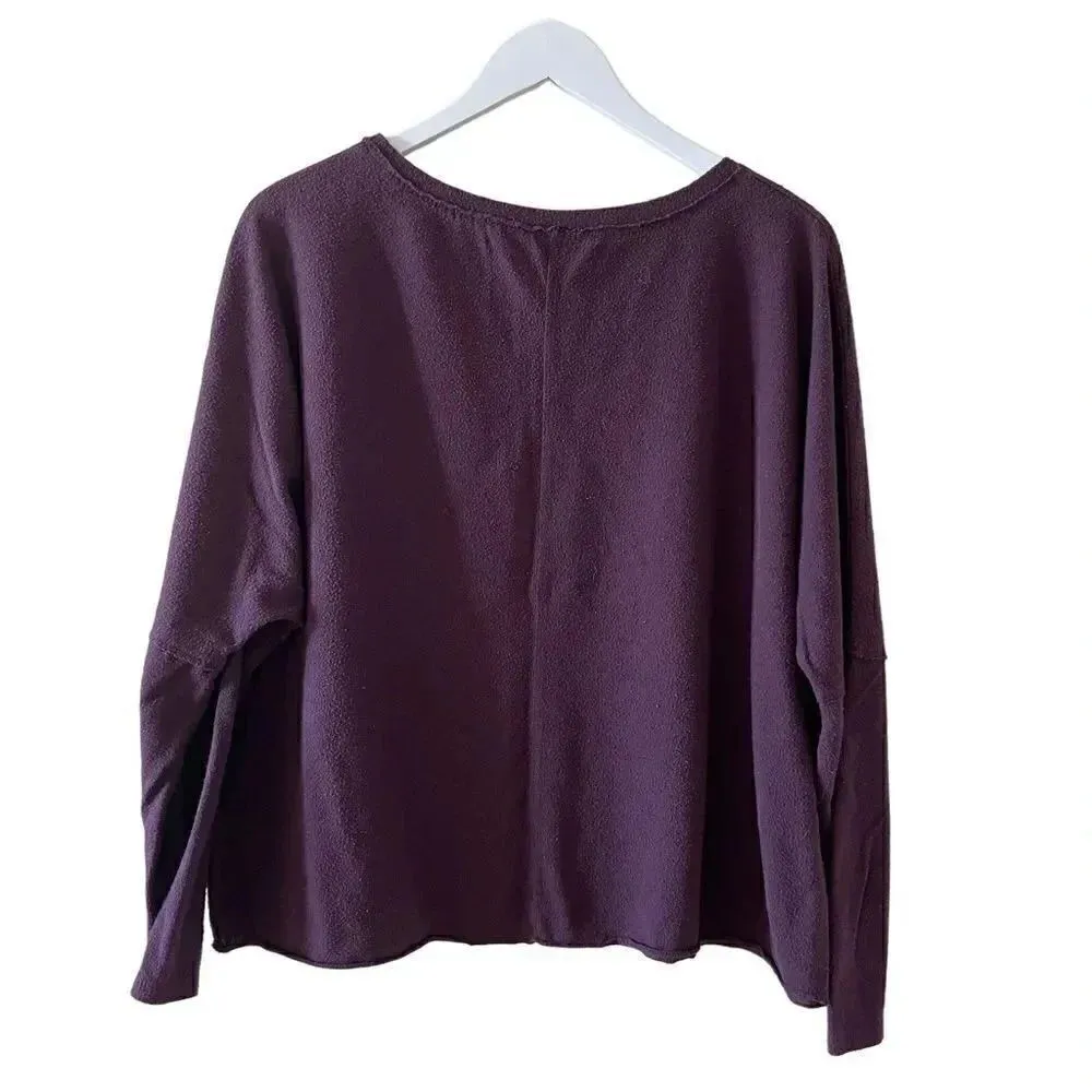 H by Bordeaux Burgundy Lightweight Cropped  Stretchy Soft Womens Sweater SZ L - Image 7