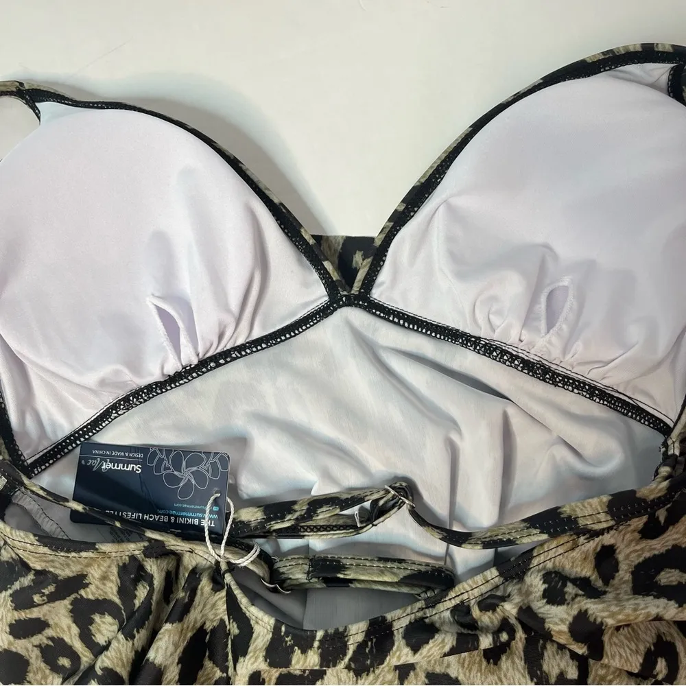 SummerMae Maternity Leopard Print One Piece Adjustable Swimsuit Size Small NEW! - Image 9