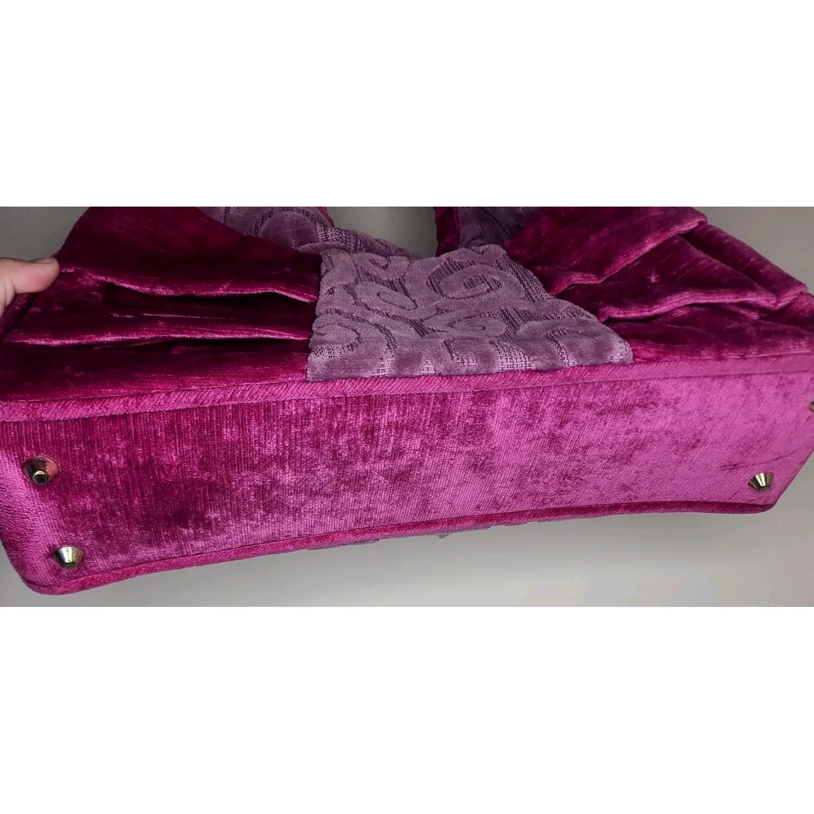 Offhand Designs Knitting Project Bag Carpet Bag Purple Pink Swirl Design Rare - Image 6