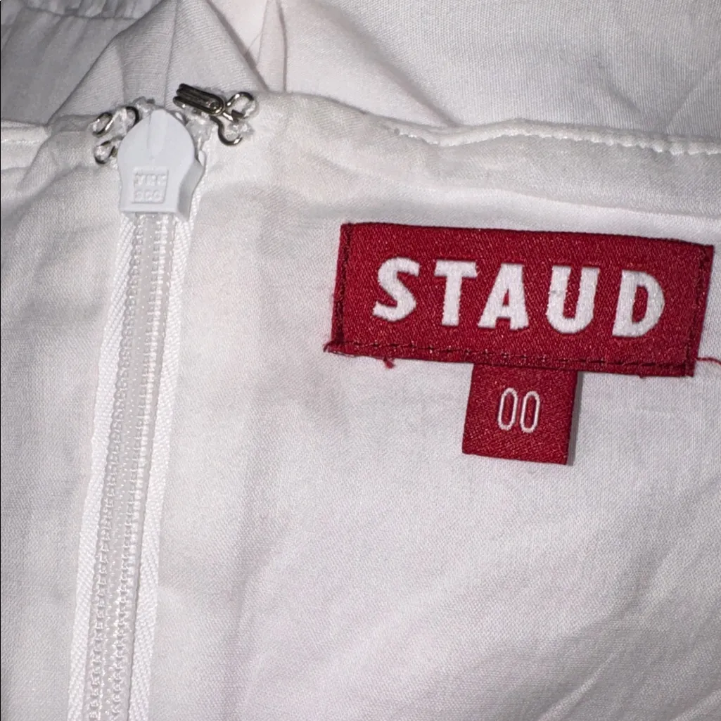 NEW STAUD Elio Off the shoulder white midi cotton Dress sz 00 - Image 6