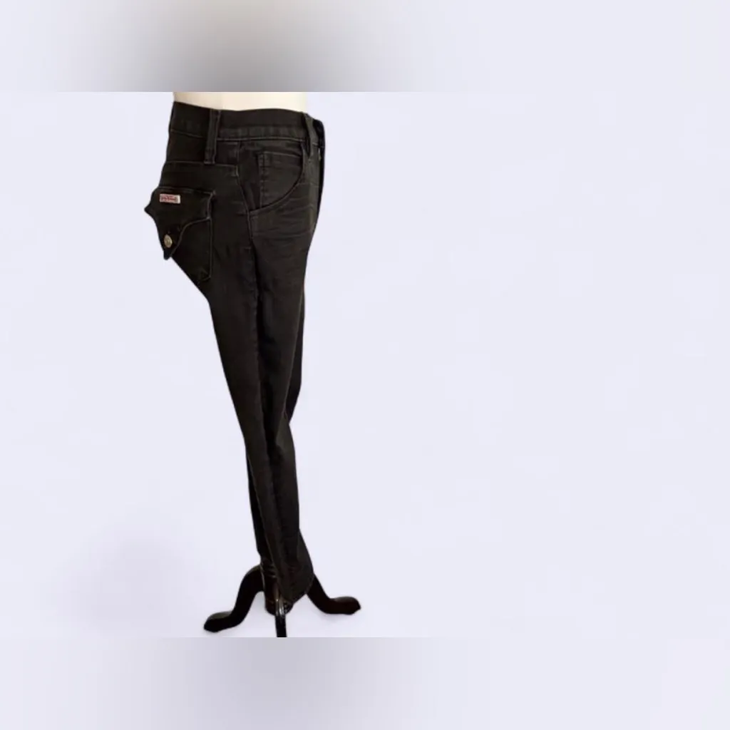 Hudson Collin Mid-rise back flap pocket stretch skinny jeans in Black size 25 - Image 7