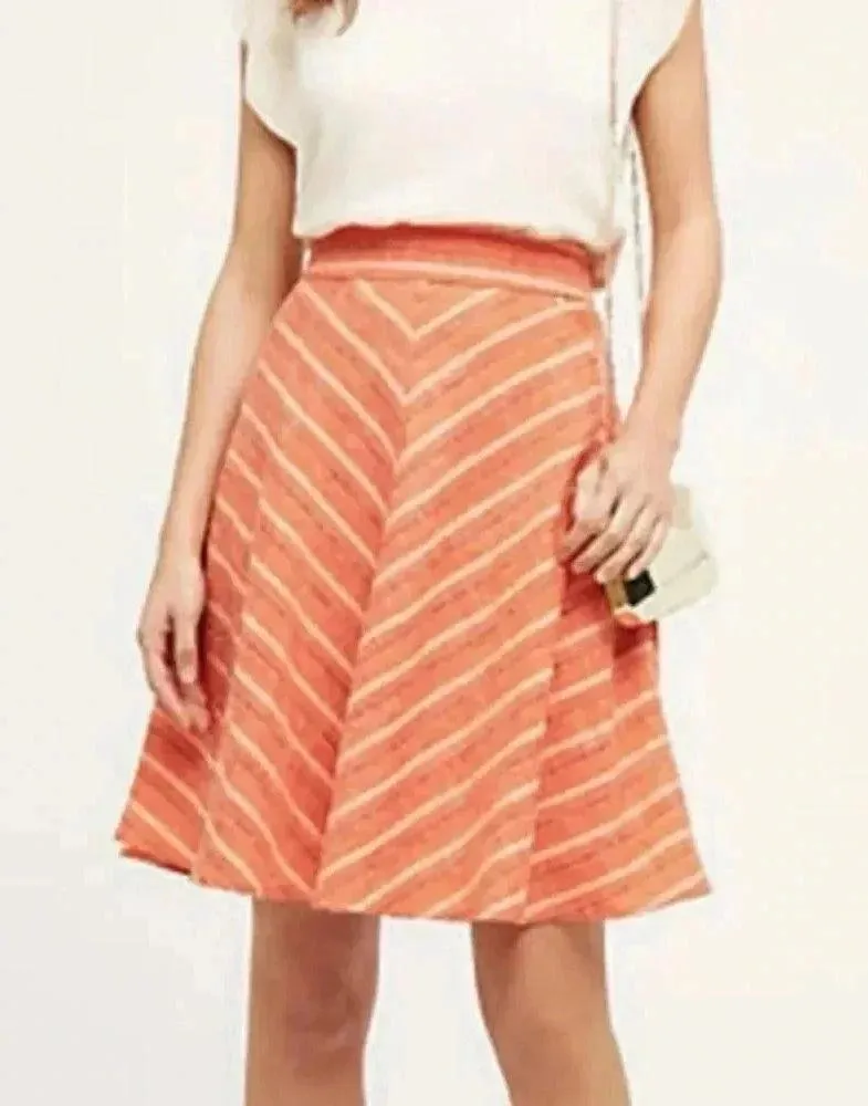Anthropologie Harlyn Lark Skirt A-Line Chevron Print Orange Peach Size Small S - Image 9