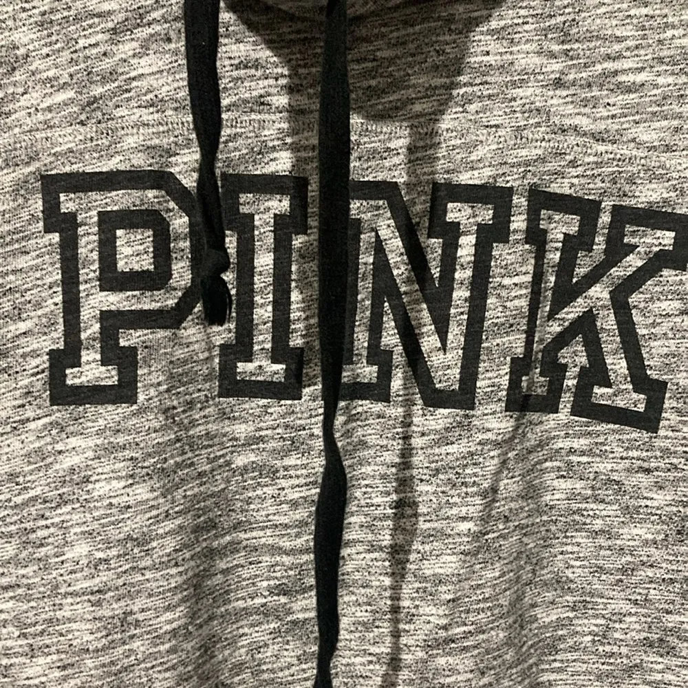 Pink Victoria’s Secret Cowl Neck Pullover Sweatshirt Size Small Gray/Black - Image 2