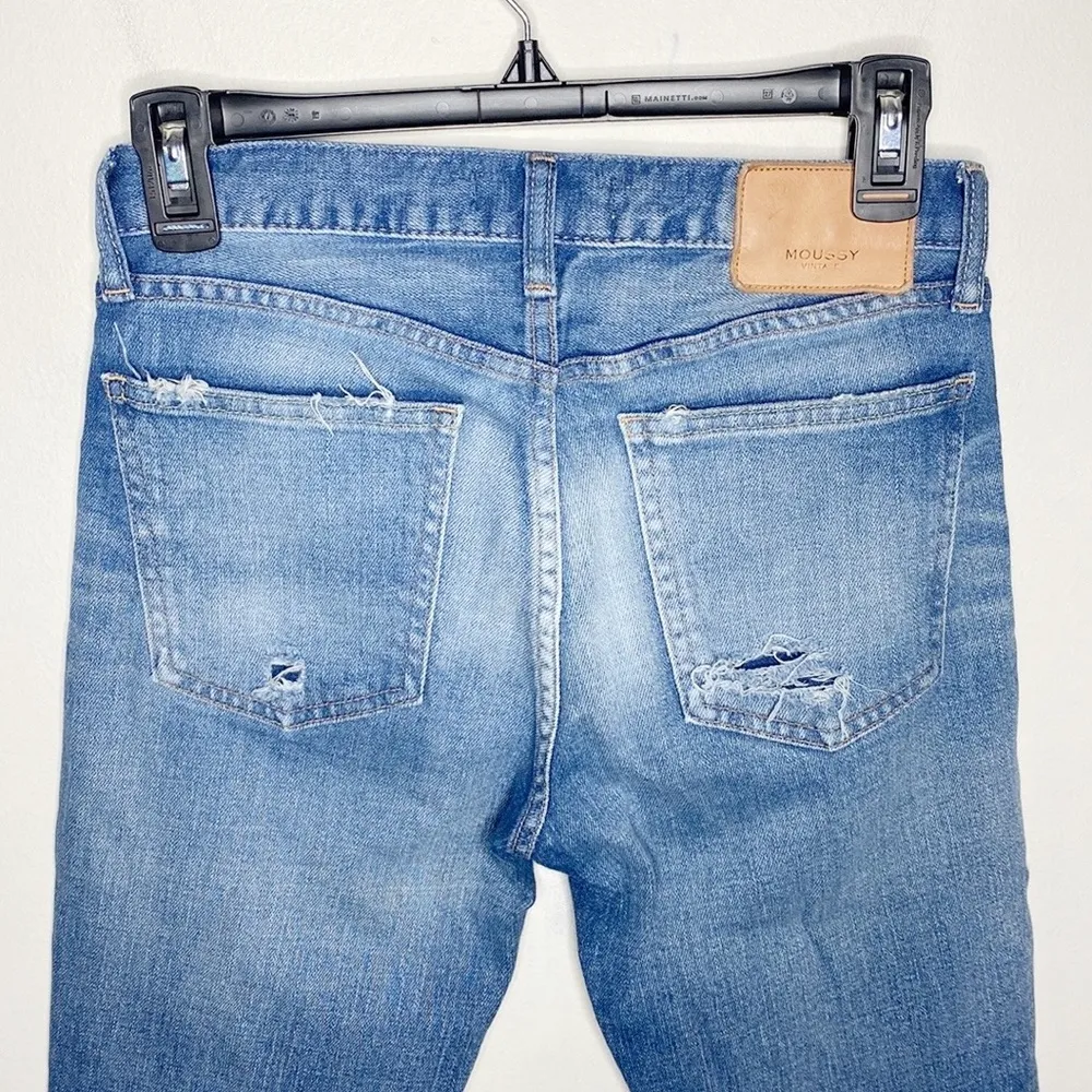 Moussy Vintage Diana Distressed Cropped Skinny Jeans with Fringed Hem size 25 - Image 7