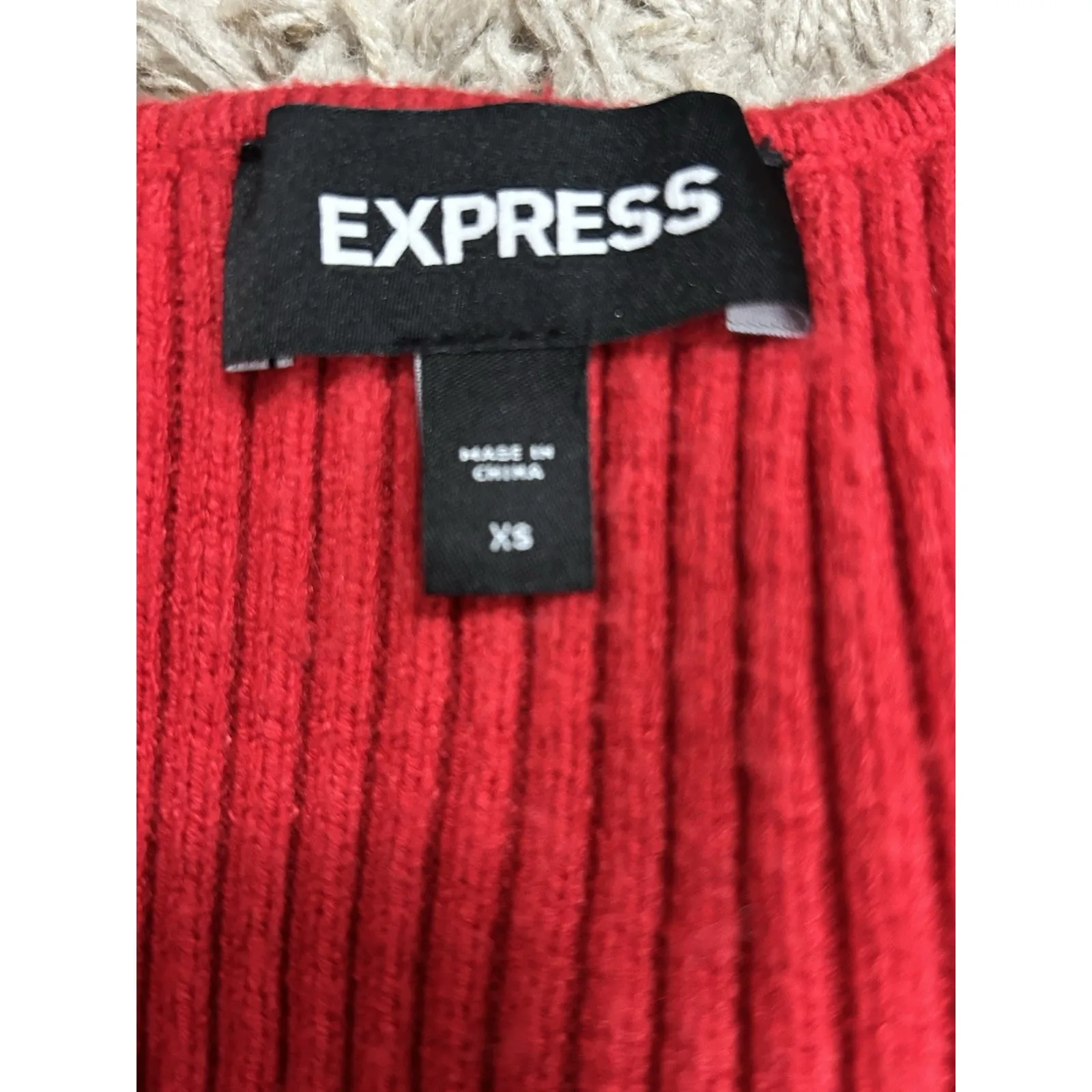 Express Puff Sleeve Ribbed Sweater Red Size‎ XS - Image 4