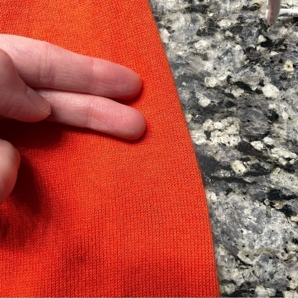 NEW YORK & COMPANY NY&CO Solid Orange Ruffle Short Elbow Sleeve Cardigan Sweater Size M - Image 14