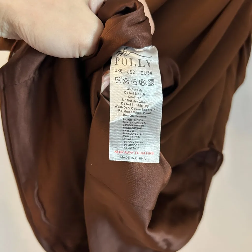 Oh Polly Lunara Draped Corset Mini Dress in Chocolate Brown Size 2 NWT - Image 11