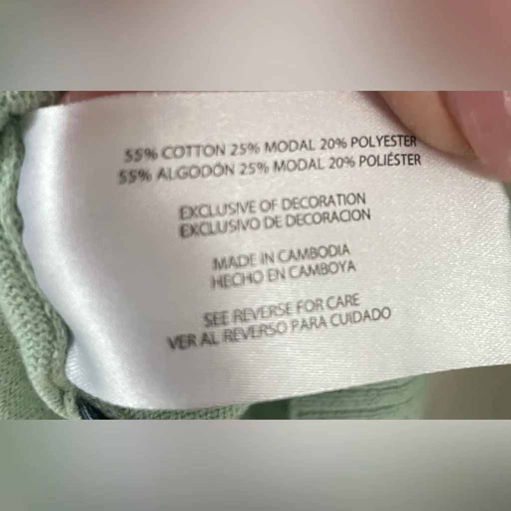 GAP light/mint green cotton blend v-neck pullover classic lightweight sweater; M - Image 7