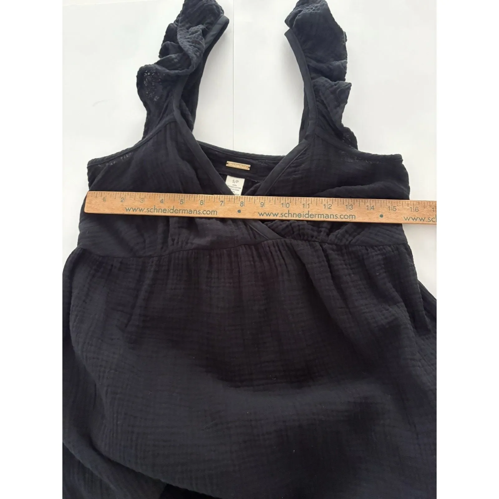 Magaschoni Maxi Dress Size S Black Babydoll Gauze Flutter Whimsigoth Witchy - Image 11