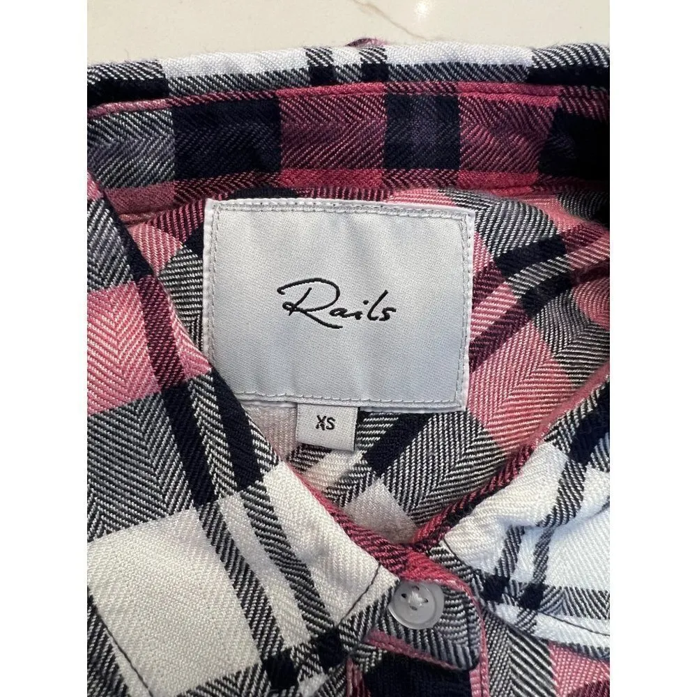 Rails HUNTER PLAID SHIRT IN MULBERRY WHITE INDIGO size XS - Image 4