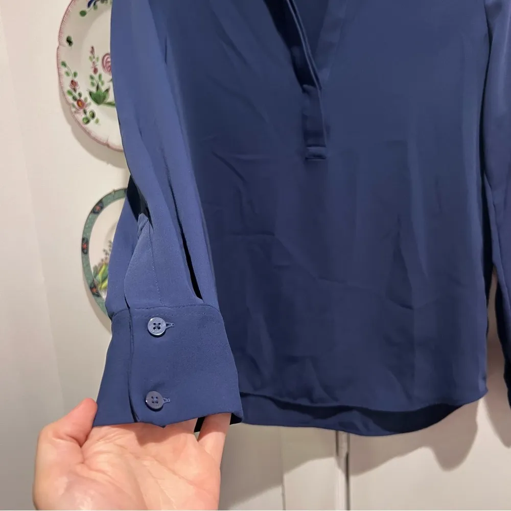 Aritzia Babaton Navy Professor Blouse - Image 3