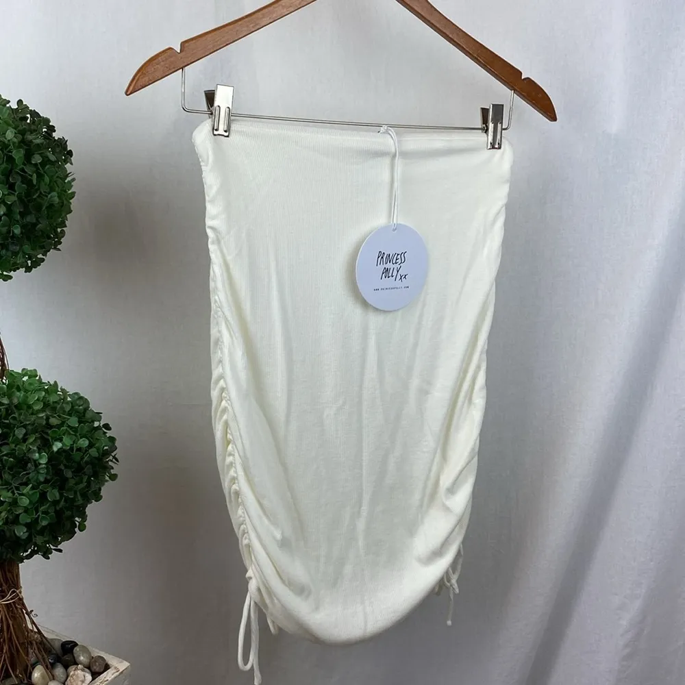 Princess Polly Cream Nothing More Ribbed Side Ruched Multi Length Skirt NEW - Image 5