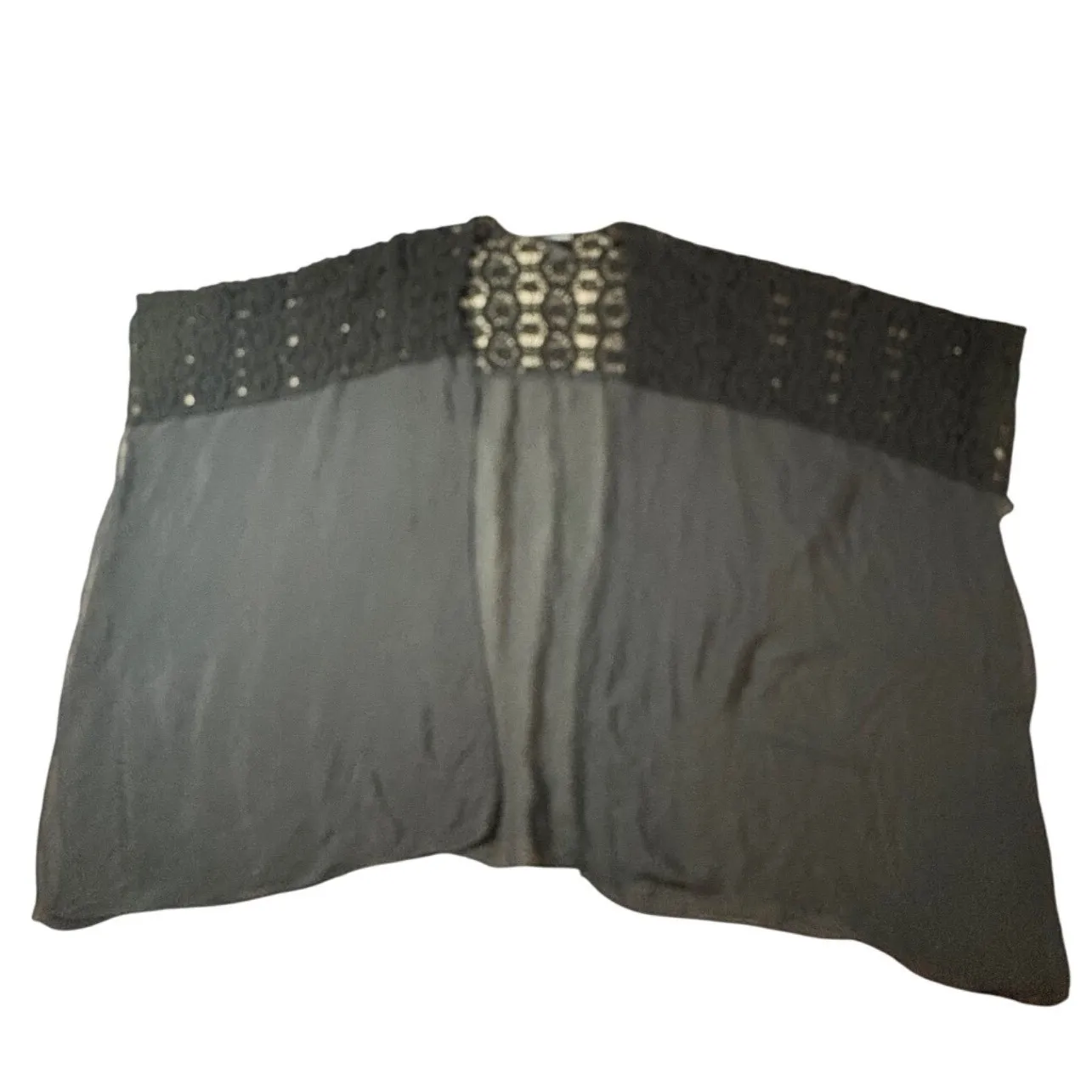 Steve Madden Crochet Knit Boho Kimono Cardigan‎ OSFM Black Whimsigoth - Image 4