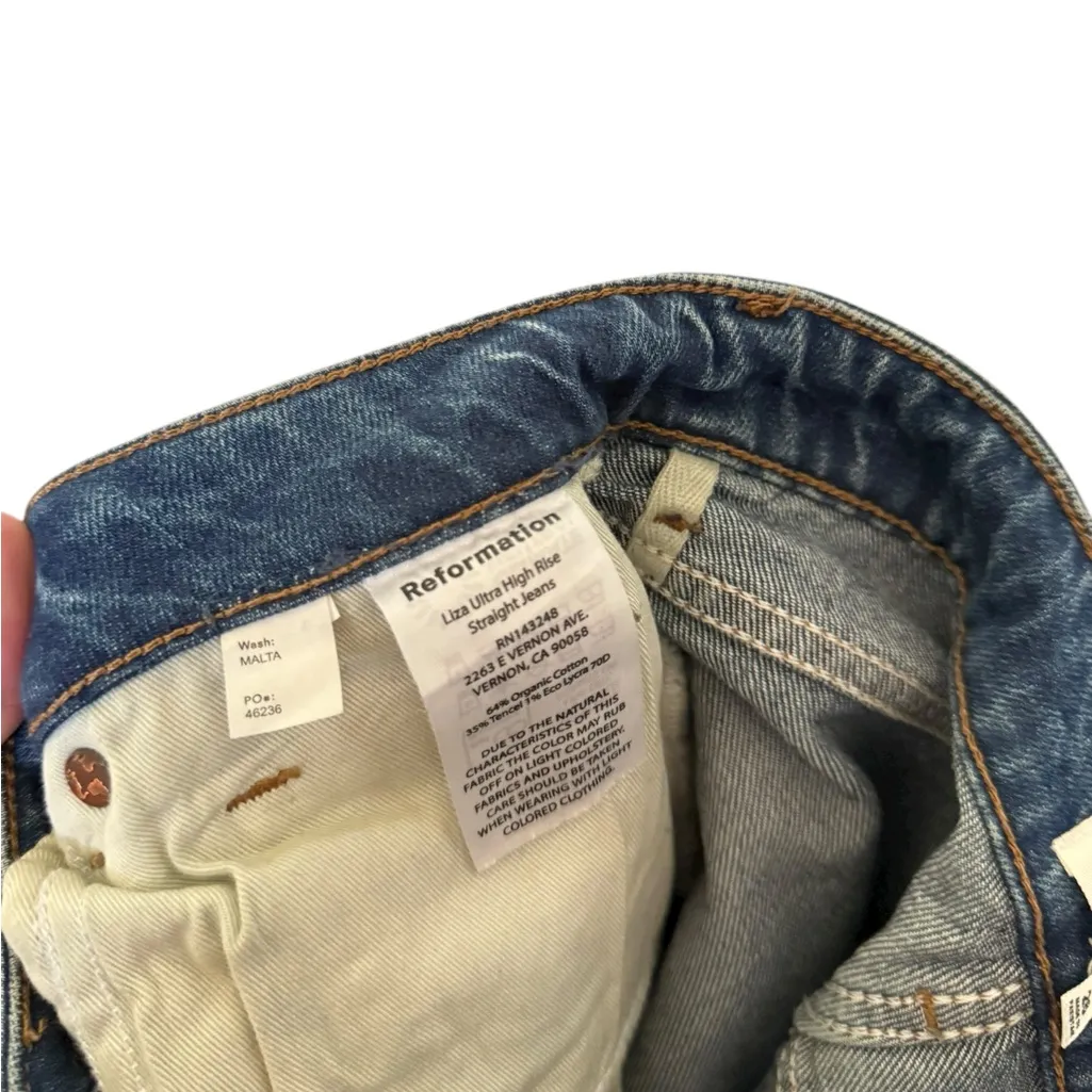 Reformation Liza Straight Jean in Malta Wash - Image 3