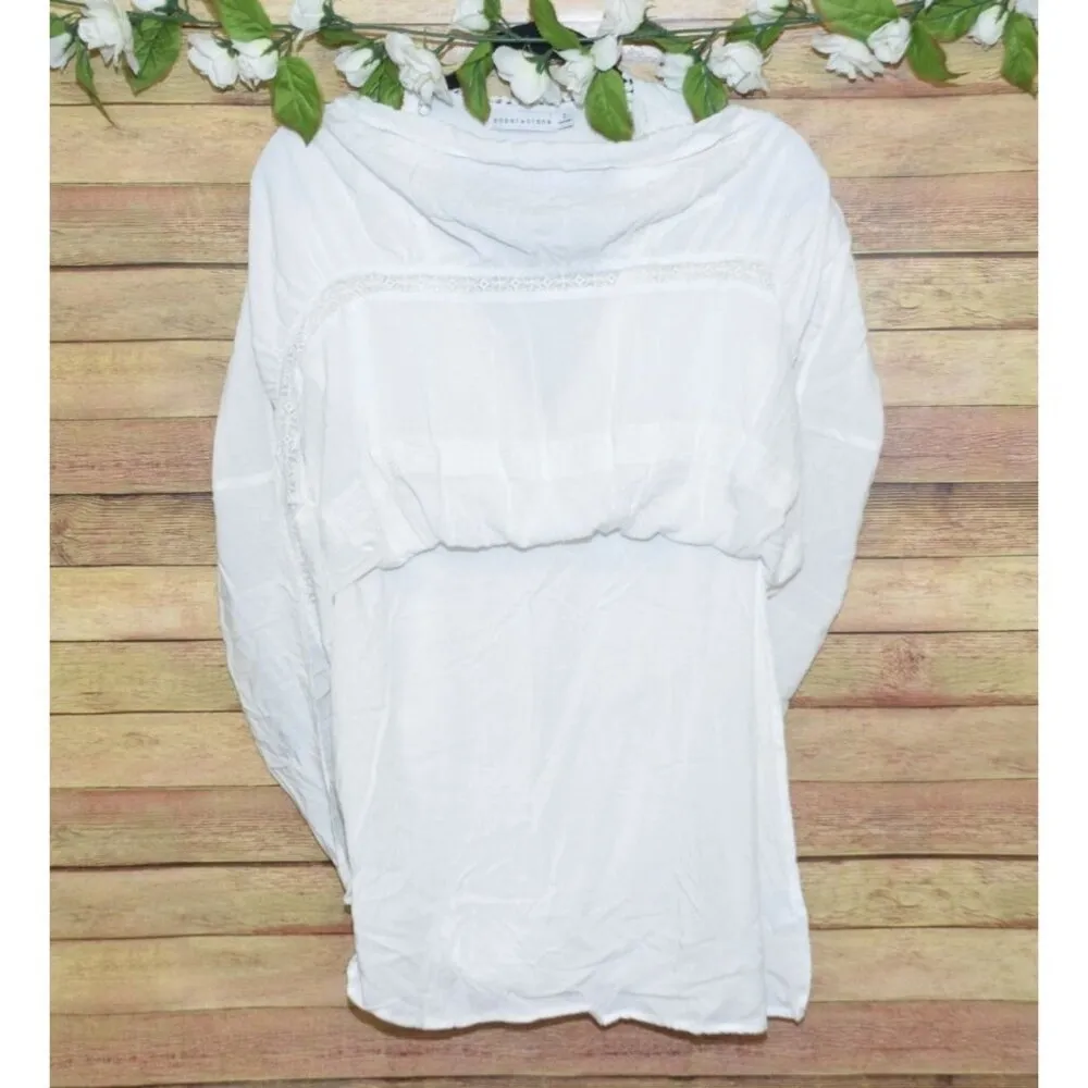 Cute Paper Crane White Casual Lace Tiered Mini Dress Size S V-Neck Short Sleeve - Image 8