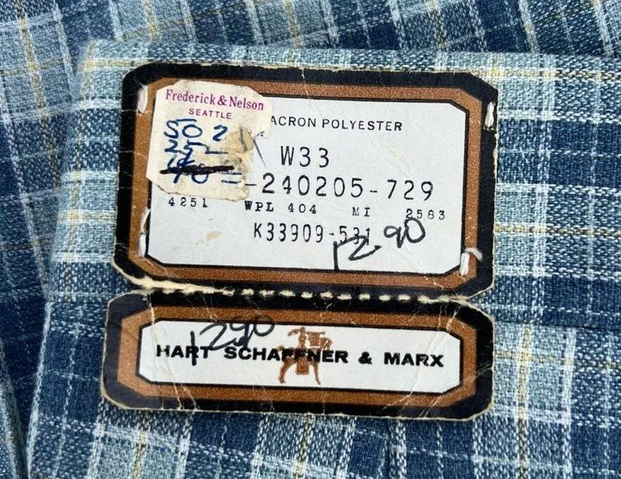 60s Jack Nicklaus HART SCHAFFNER MARX blue plaid polyester golf pants NWT 33x36 Size M - Image 7