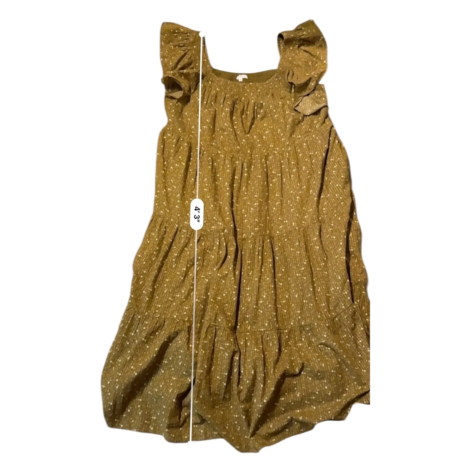 Madewell Ruffle Sleeve Tiered Midi Dress XXL Olive Daisy Stitch Cottagecore - Image 10