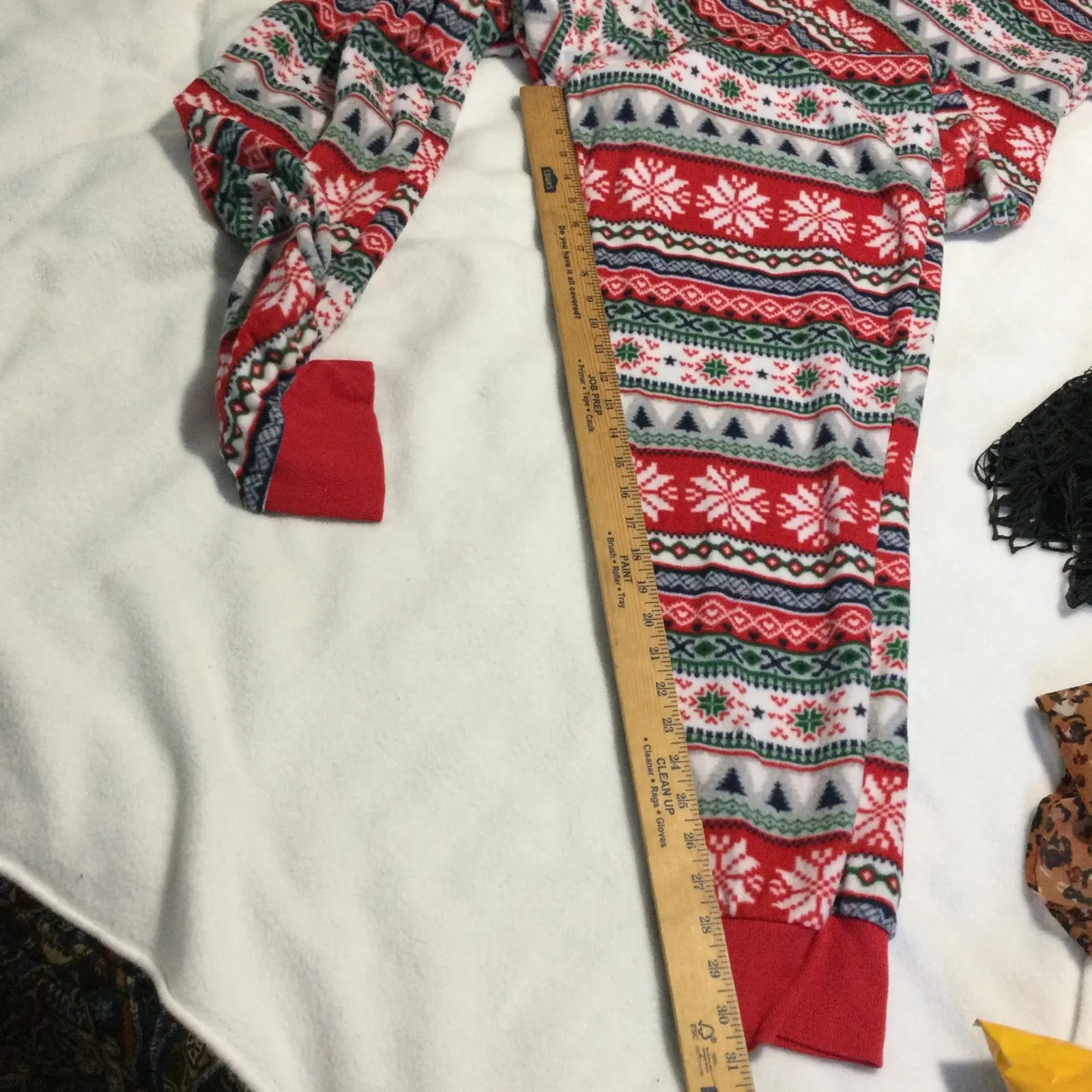 Christmas Snowflake Fair Isle Fleece Footed Pajamas One Piece Jumpsuit Womens L Red Size L - Image 6