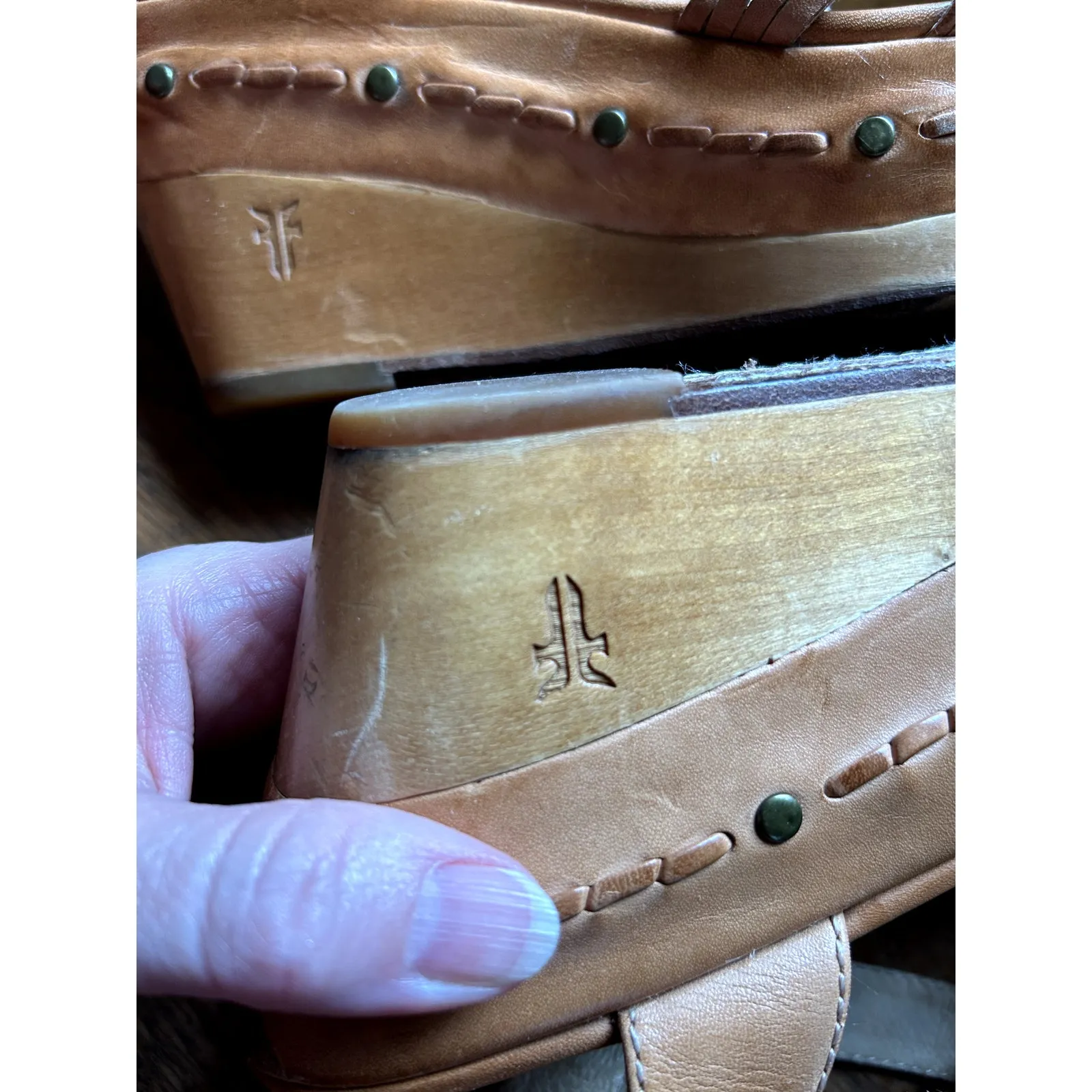 FRYE Carlie Huarache Ankle Size 9M Camel Leather Women's Sandal - Image 7