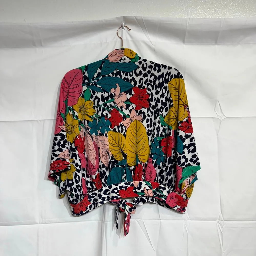 Leota Mixed Pattern Open Front Blouse Sz XS - Image 9