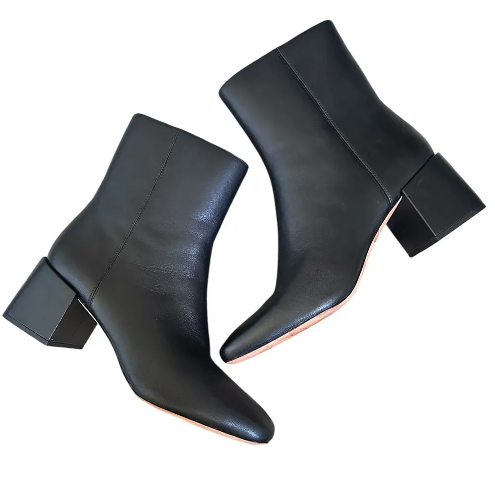 NWOB VINCE Kaye Block Heel Bootie Black Leather 10 - Image 2
