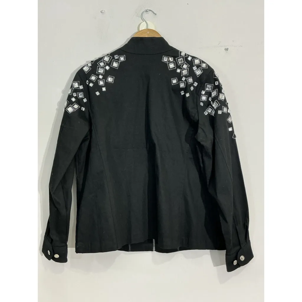 Womans Bob Makie Wearable Art Large Black With Rhinestones Shacket - Image 2
