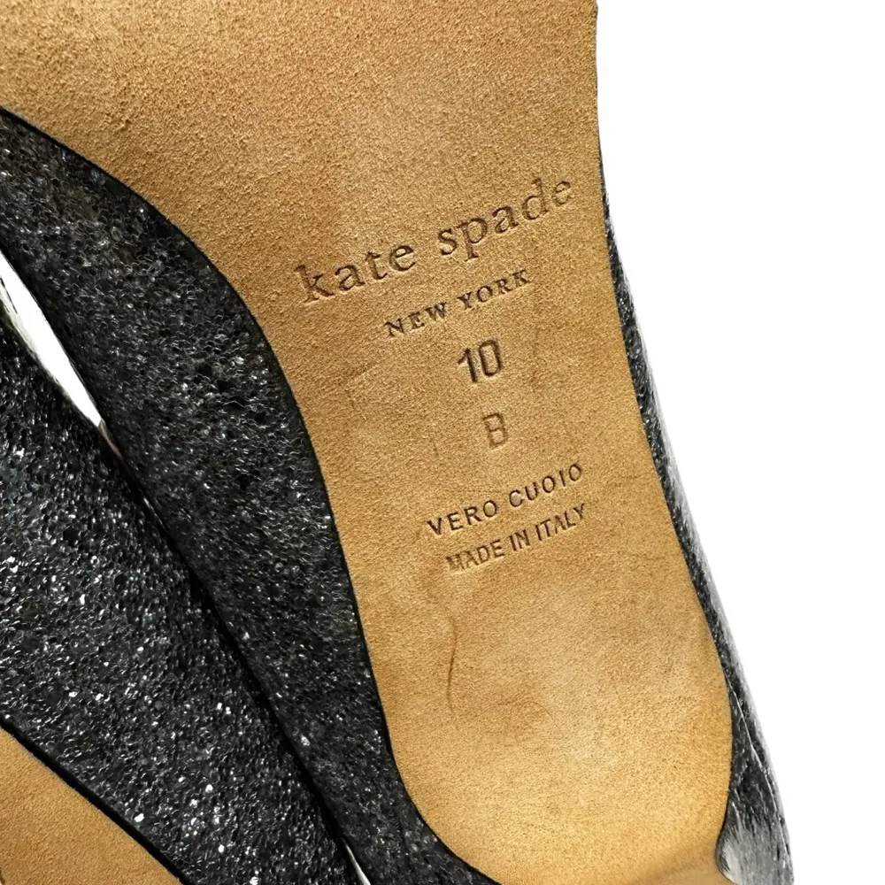 Kate Spade Krysta Glitter Pumps Womens 10 Silver Gray Bow Sparkle Heels - Image 5