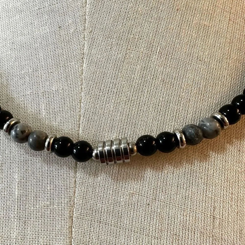Picasso Jasper and obsidian beaded necklace Black - Image 2