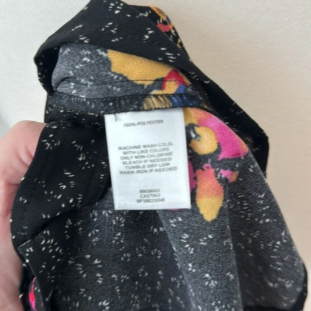 BP. Top Boxy Button Front Flare Sleeve Casual Floral Shirt Womens Medium - Image 5