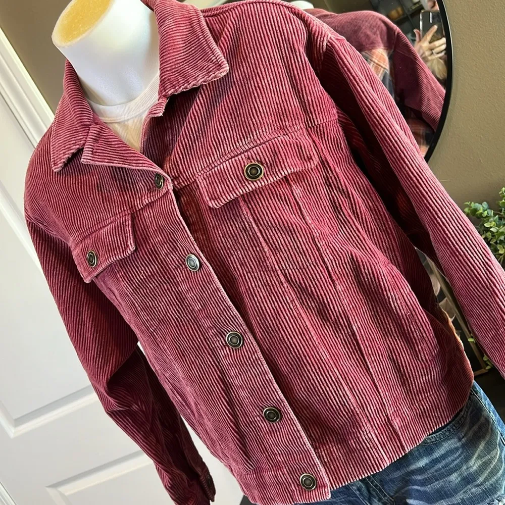 SKIES ARE BLUE Mulberry Corduroy & Flannel Jean Jacket Style Jacket Size Medium - Image 5