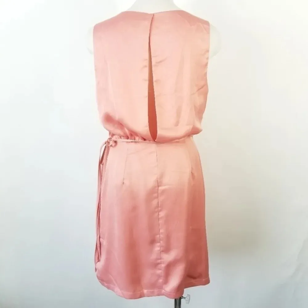 ONE‎ ONE SIX Peach Pink Satin Surplice Dress L Size L - Image 5