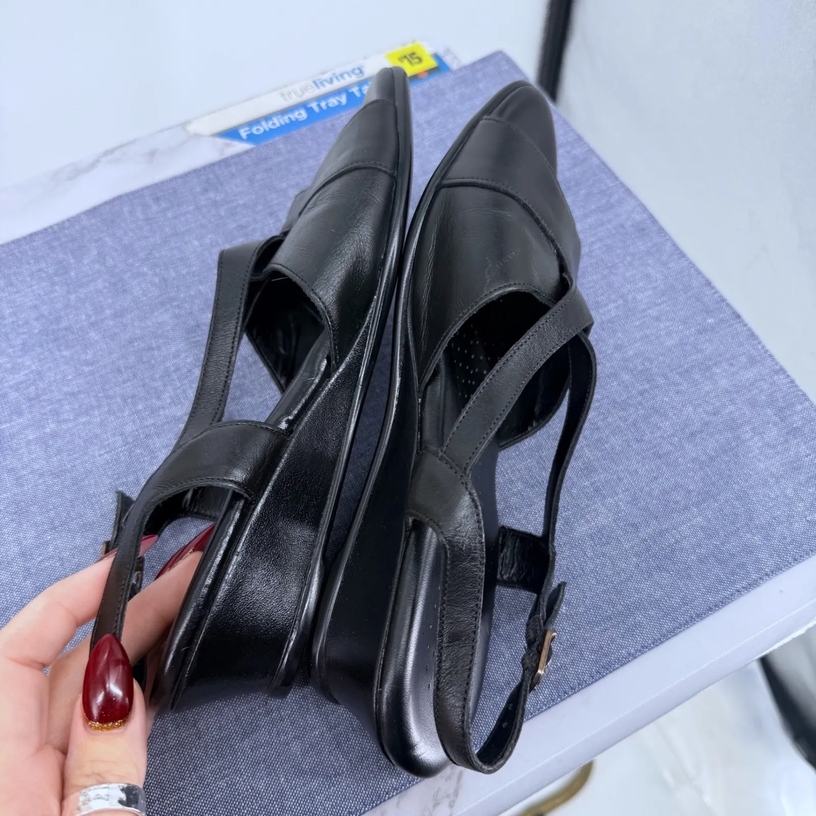 SAS Tripad Comfort Caress Cross Strap Black Leather Wedge Sandal 8.5 WW Wide - Image 6