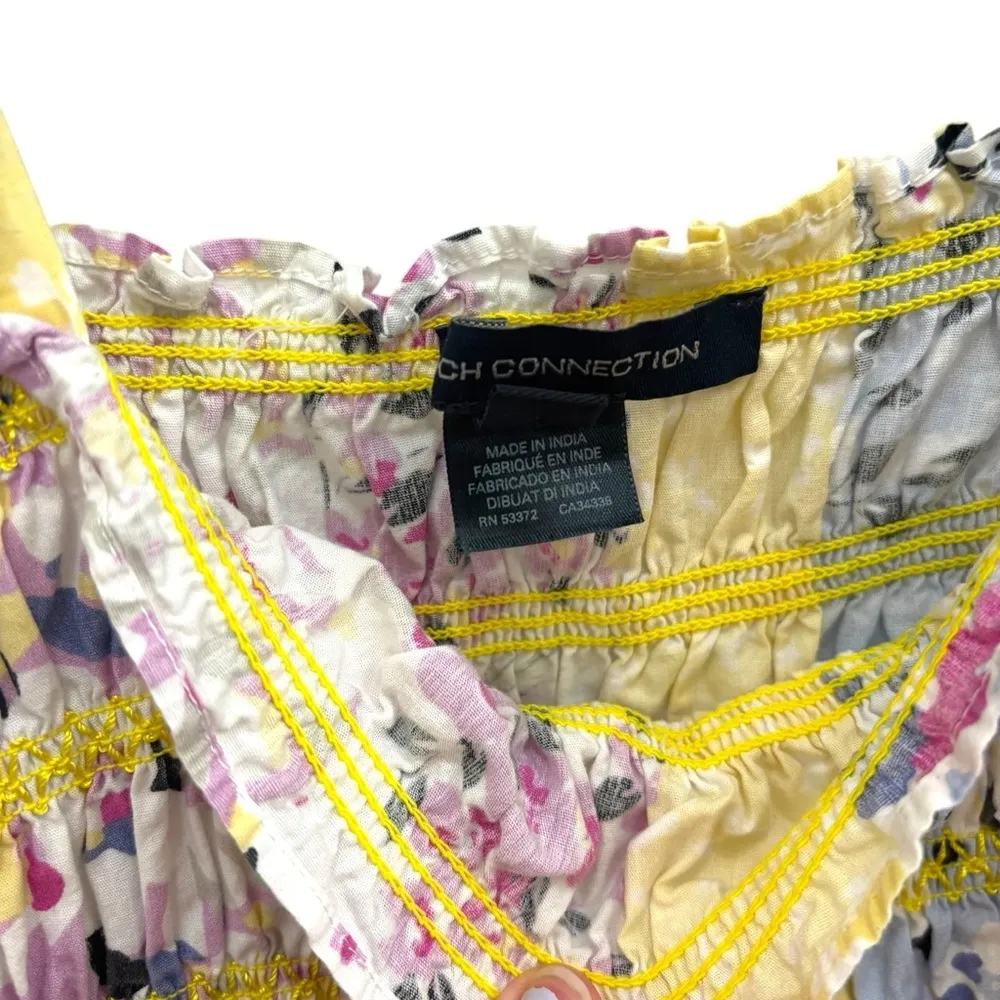 Mixed Floral Smocked Sundress Ruffle Straps patchwork boho cotton tunic - Image 4