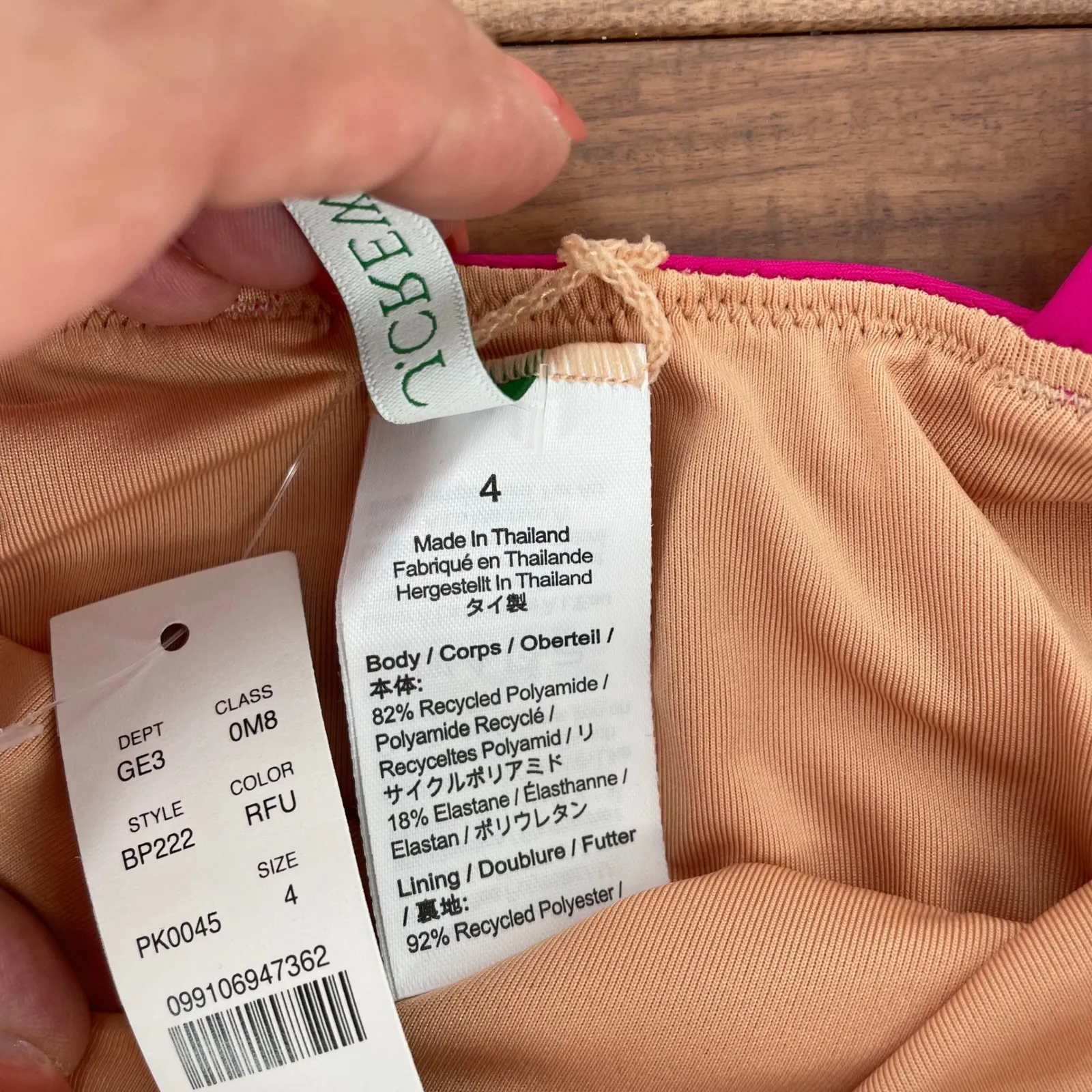 J.Crew RFU BP222 One Piece Swimsuit Deep V Ruffle One Shoulder Hot Pink Size 4 - Image 4