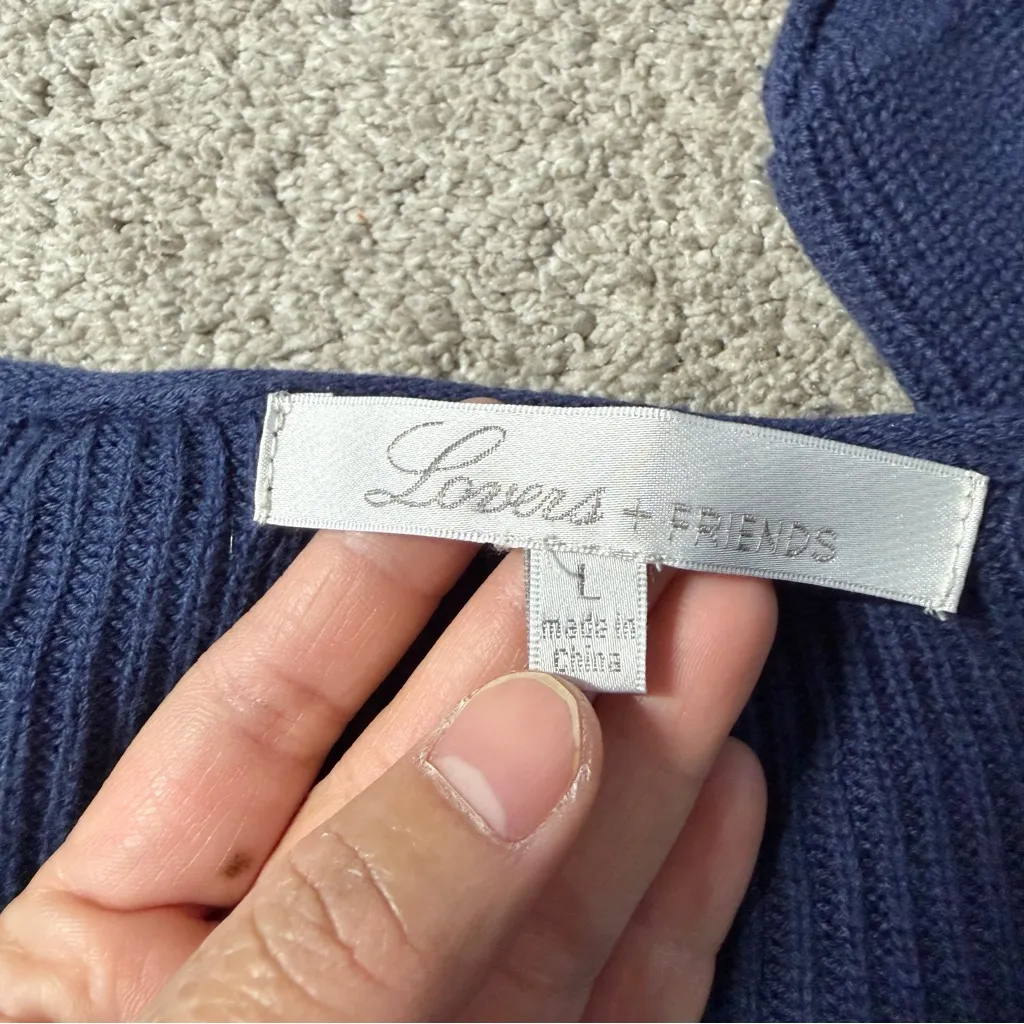 Lovers + Friends Women’s Navy Spring Twist Front Sweater V-Neck Longsleeve L - Image 7