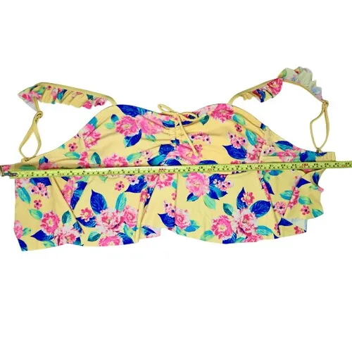Arizona Jean Yellow Pink Cried Ruffle Tankini Floral 2pc Swimsuit LARGE Poolcore - Image 13