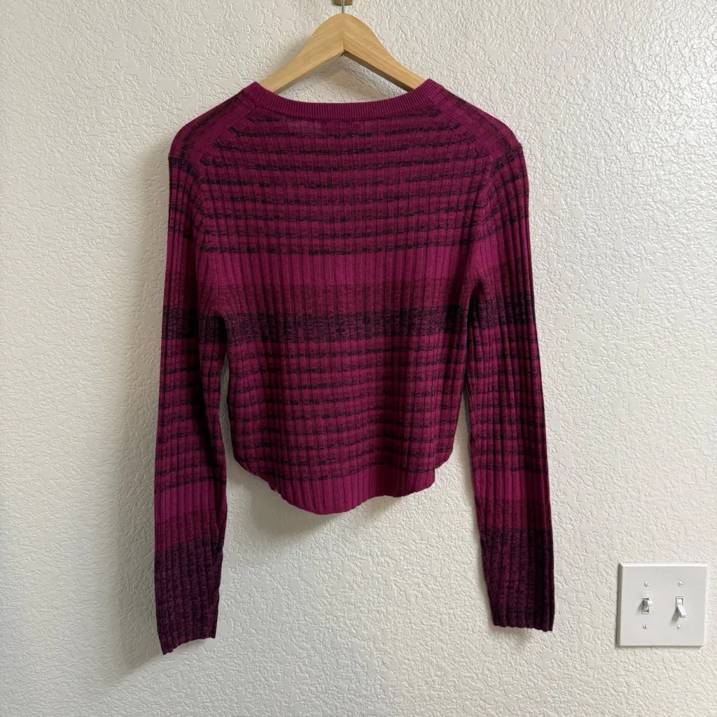 Babaton Nathaniel space dyed striped cropped sweater in raspberry Size M - Image 4