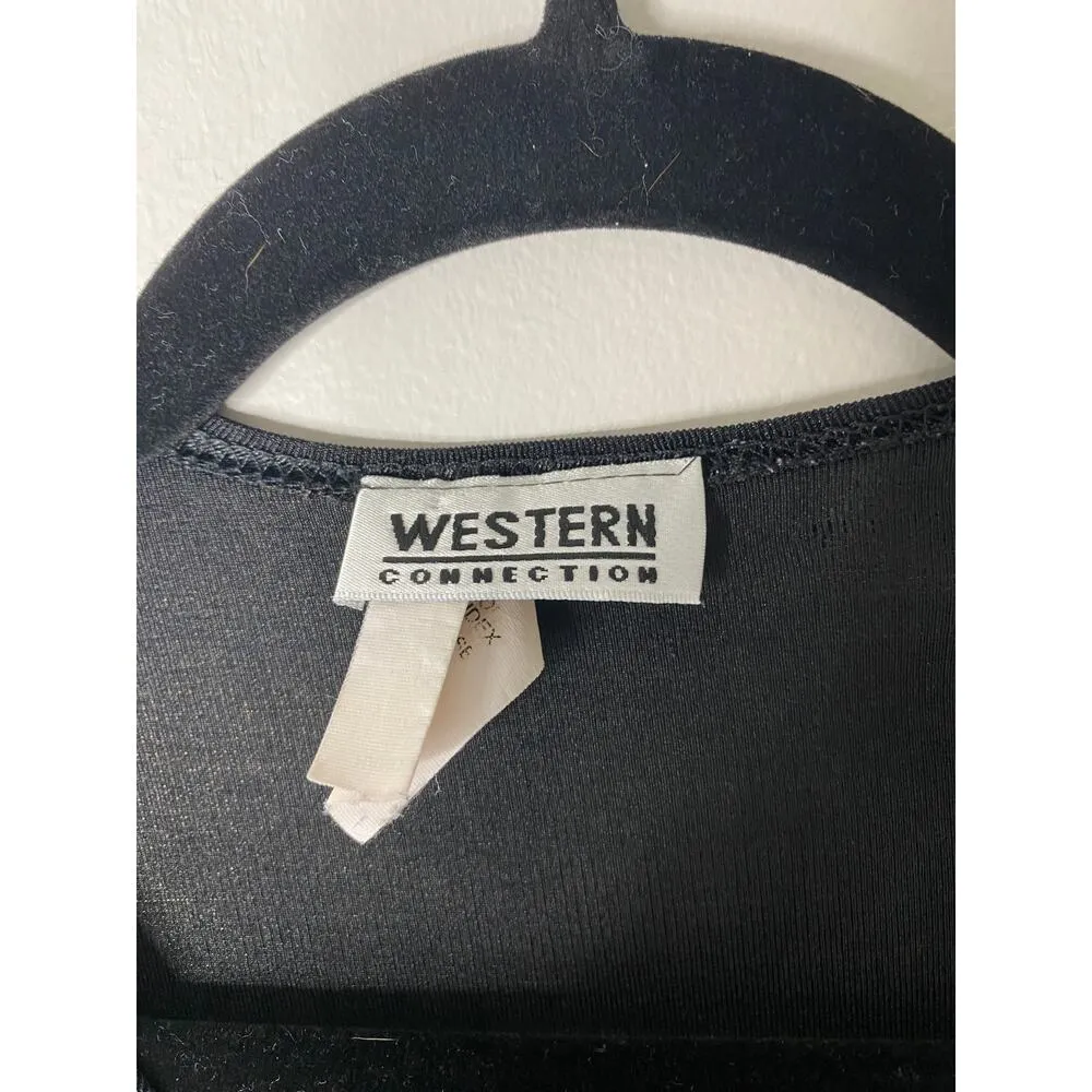 Vintage Gray Black Contrast Jacquard Pattern Stretchy Short-sleeved Top Small - Image 5