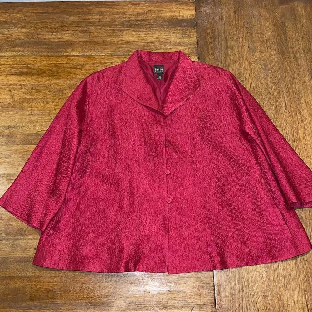 Eileen Fisher Button Down Tunic Shirt Sz M - Image 3