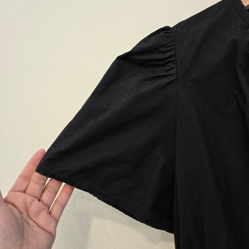 Quince Organic Cotton Poplin Tiered Maxi Black Dress Size Medium - Image 8