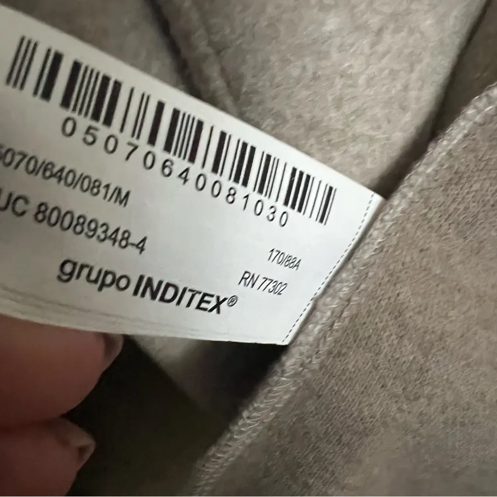 Zara Beige Open Front Trench Midi Felt Texture Coat Collar & Pockets Women’s Med - Image 7