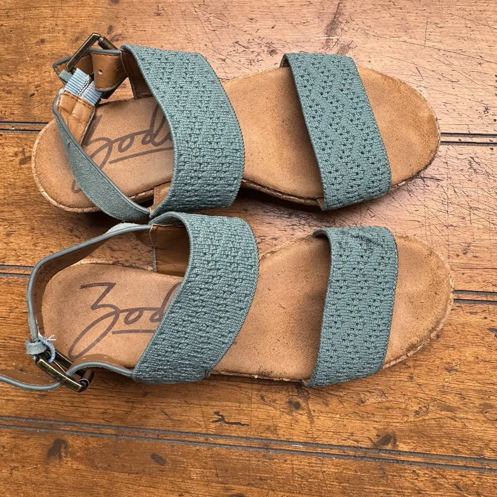 Zodiac Oceana Cork Wedge Sandals Green Size 5.5 Small Flaw‎ - Image 2