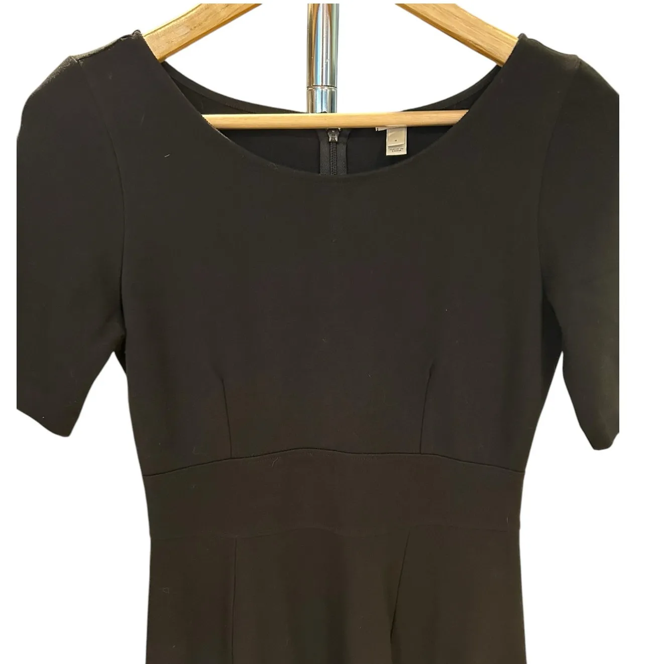 J. CREW Women's Dress Size 4 Black Jersey Career Corpcore Twee Bossgirl Midi - Image 3