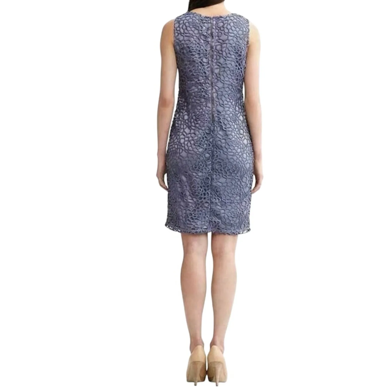 Banana Republic Crochet Overlay Sleeveless Sheath Dress West Palm Blue Size 4 - Image 5