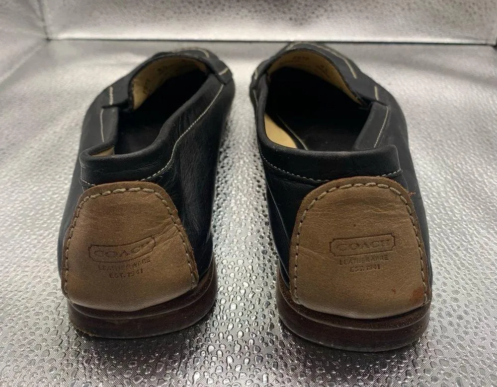 Vintage Coach Slip On Chunky Loafers women Size 6.5B Black leather F5 - Image 4